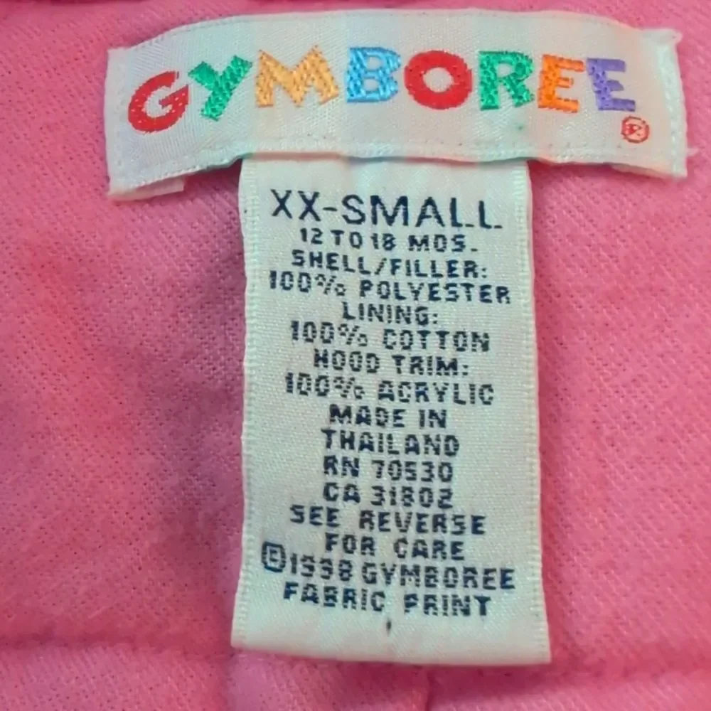 Gymboree Rainbow Tag Vintage Girl Pink Heart Floral Print Winter Snow Suit Coat